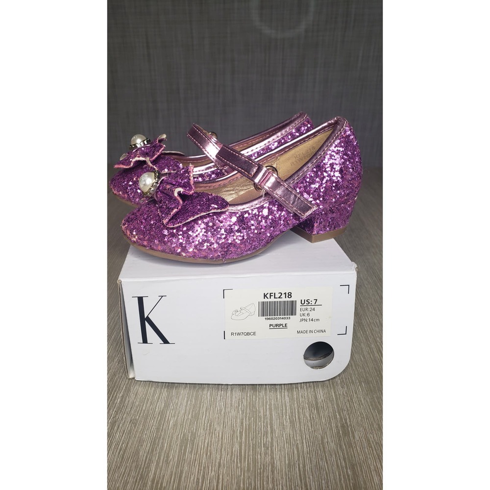 USED/WORN Dream pairs purple chunky glitter toddler dress up shoes US size 7